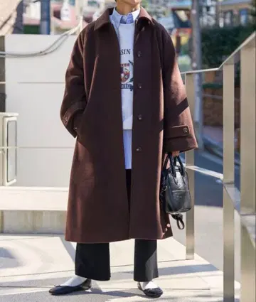 프릭스스토어 비버 롱 스텐카라 코트 롱 코트 브라운