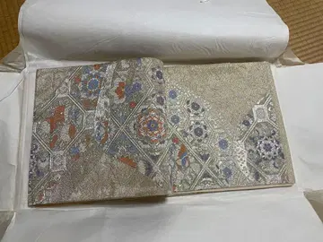 아름다운 후쿠로 오비 꽃무늬 기하학 패턴 원앙