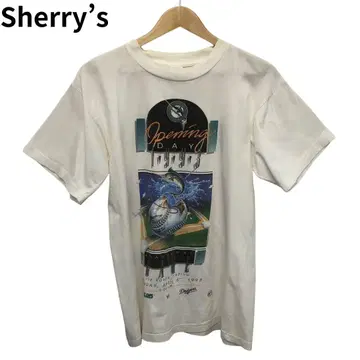 Sherry's 야구 카지키 애니멀 프린트 반팔 면 둥근넥 T셔츠