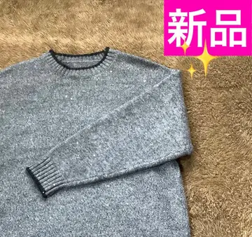 한정판 새상품 라메 스팽글 포함 그레이 스웨터 차콜 L