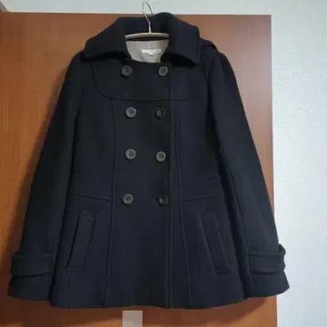 더블 브레스트 피 코트 블랙 38