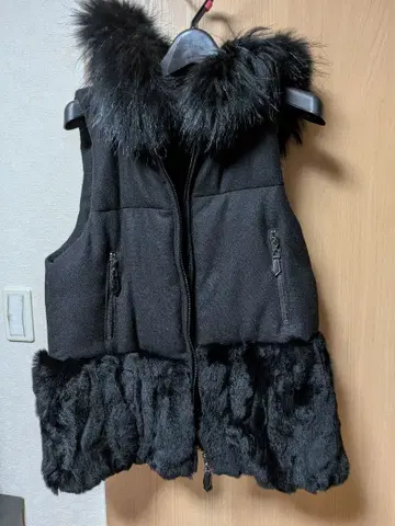 후드 부착 블랙 다운 베스트