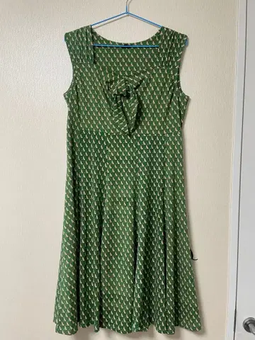 TALBOTS 레트로 강아지 패턴 무릎 기장 원피스 M