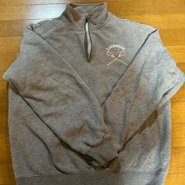 그레이 라크로스 자수 하프 지퍼 트레이닝복