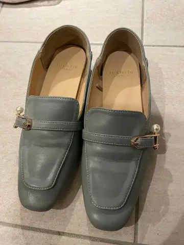 블루 그레이 가죽 로퍼 M 사이즈