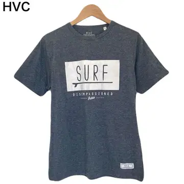 HVC 서프계 프린트 반팔 빅 로고 둥근넥 네이비 T셔츠 M