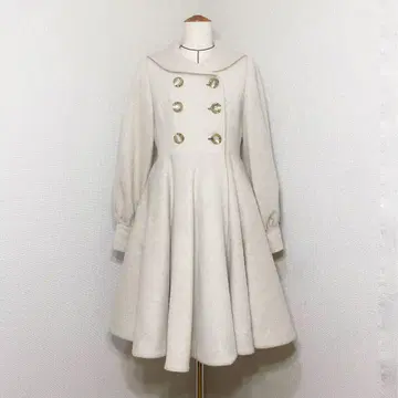 코트 세일러 카라 플레어 코트 화이트 베이지 알파카