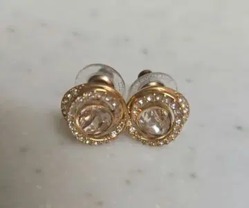 골드 크리스탈 꽃 모양 스터드 귀걸이