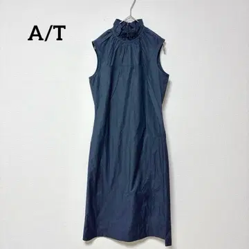 A/T 에이티 프릴 하이넥 슬리브리스 원피스