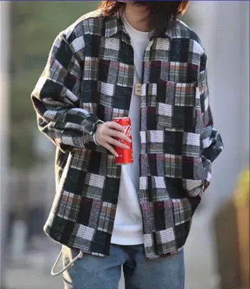 블록 컬러 셔츠 LS062 그린 2XL