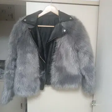 인조 모피 가죽 라이더 자켓 이소재 MIX