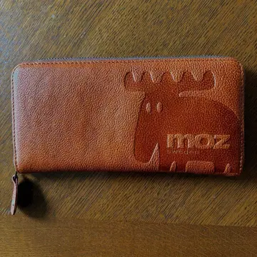 moz 브라운 가죽 장지갑 엘크 엠보