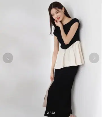 택 포함 새상품 프로포션 바디 드레싱 벌룬 페플럼 니트 SET UP