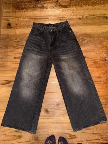 [ ASAPMODE ] 블랙 와이드 데님 S 사이즈