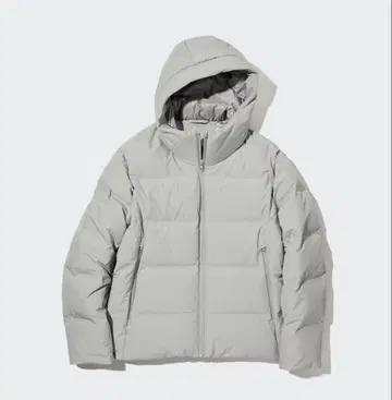그레이 후드 부착 심리스 다운 자켓 4XL