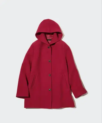 새상품 유니클로 후디드 숏코트 L 빨간색 레드