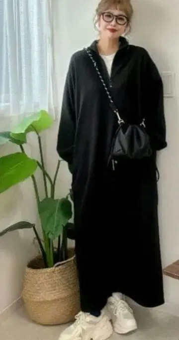 시마무라 NON 하프 지퍼 원피스 noooon 블랙 L