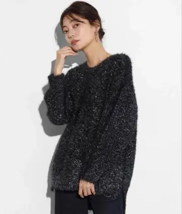 미사용 새상품 SCOTCLUB 스콧 클럽 라메 볼륨 니트 블랙