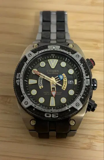 작동 CITIZEN 프로 마스터 손목시계 마린 다이버 전파 솔라 s