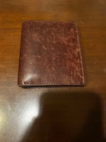브라운 가죽 접이식 지갑 천연 가죽