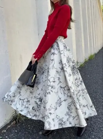 프레이 아이디 볼륨 턱 프린트 스커트 0