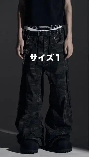 [ Rosen Kreuz ] ZIP WIDE BAGGY PANTS