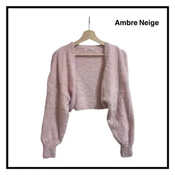 앙브르네쥬 숏 볼레로 가디건 니트 핑크 긴팔 무지