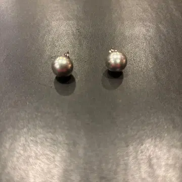 펄 그레이 볼형 스터드 귀걸이 약 8mm