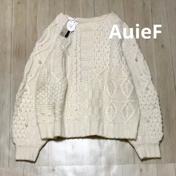 미사용 Gready Brilliant AuieF 케이블 니트 소매 펄
