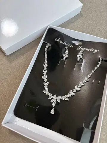 지르코니아 액세서리 2세트 귀걸이 & 목걸이 웨딩