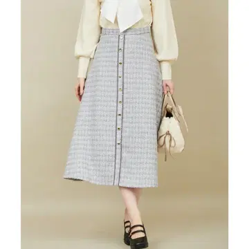 트위드 플레어 스커트 (색스)