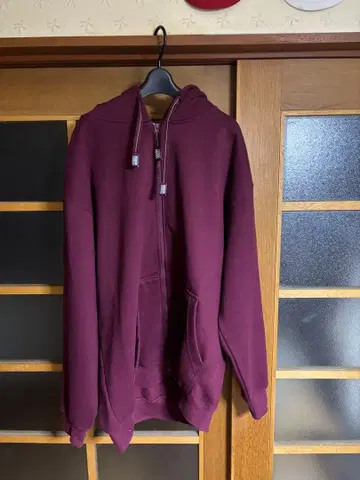 PRO CLUB XL 버건디 풀 집업 후드티