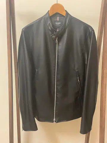 BEAMS HEART 블랙 가죽 싱글 라이더 L