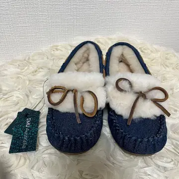 새상품 [ 에뮤 ] 양가죽 무스탕 인디고 데님 모카신