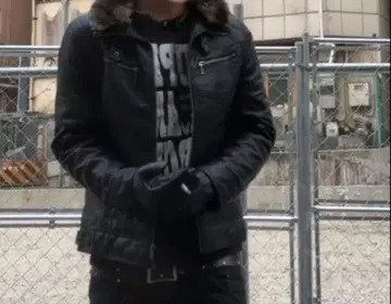 00s 퍼 레더 자켓 그런지 y2k 헤이세이