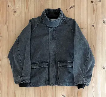 데님 패디드 블루종 자켓 다크 그레이