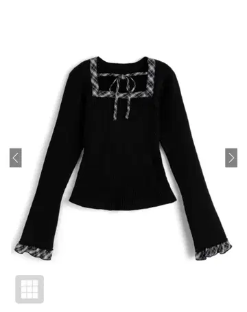 GRL 체크 무늬 리본 니트탑 tw1245