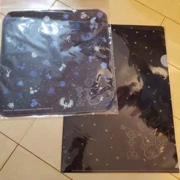 포켓몬 천문대 피카츄 별하늘 디자인 타월 손수건과 클리어 파일 세트