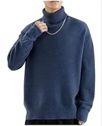 3XL 남성용 터틀넥 스웨터 블루