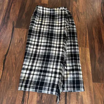 체크 프린지 스커트 구제 의류 vintage 타이트 스커트