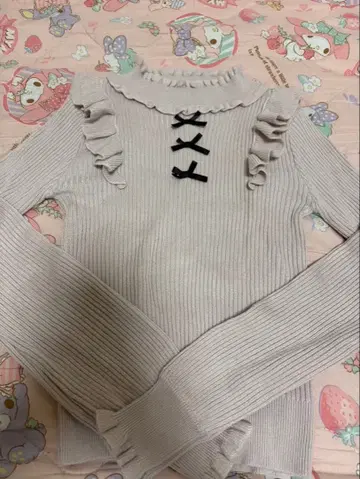 [ Ank Rouge ] 3개 리본 프릴 니트 PO