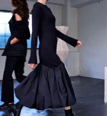 emmi atelier 니트 도킹 타프타 드레스 원피스 M