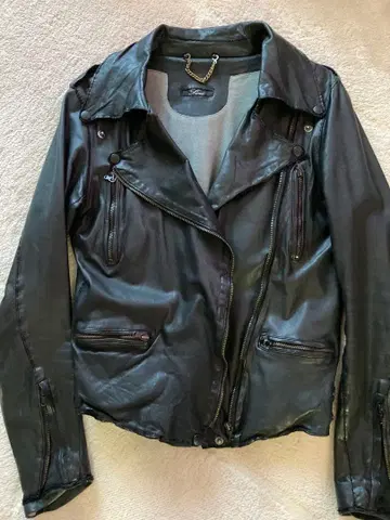 Sisi 블랙 가죽 라이더 자켓 XXS