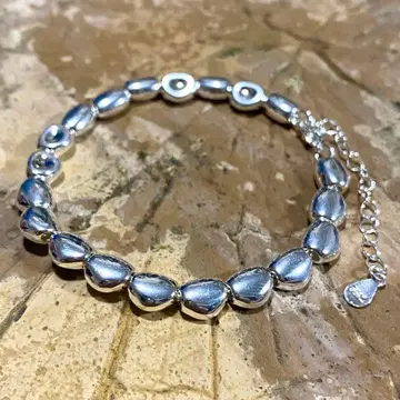 펄 메탈 공 비즈 실버925 팔찌 체인 실버