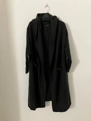 MACPHEE 후드 부착 롱 가디건 캐시미어 혼방 울 블랙