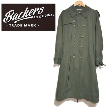 Backers 올리브 그린 더블 브레스트 트렌치코트 롱 코트