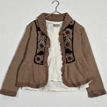 꽃무늬 모티브 니트 가디건 (F) 블라우스 덤 레트로 모리걸