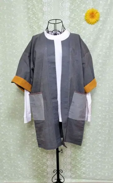 핸드메이드 반텐 리메이크 네이비 나염 리메이크 반텐 코트 인반텐 그레이