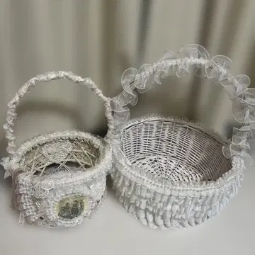 핸드메이드 등나무 큰 바구니 2세트