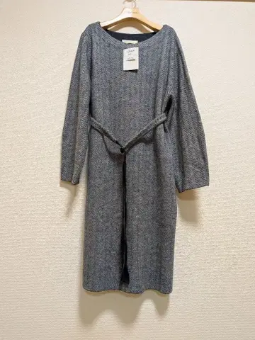 그레이 헤링본 긴팔 원피스